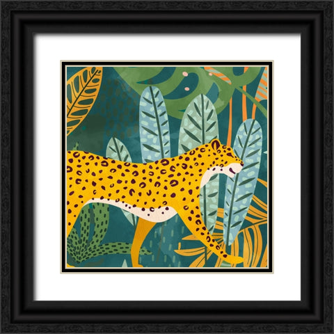Palm Leopard 2 Black Ornate Wood Framed Art Print with Double Matting by Allen, Kimberly