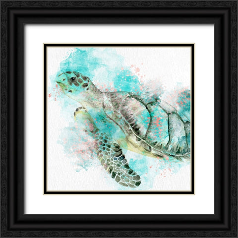 Turtle Swim Black Ornate Wood Framed Art Print with Double Matting by Allen, Kimberly