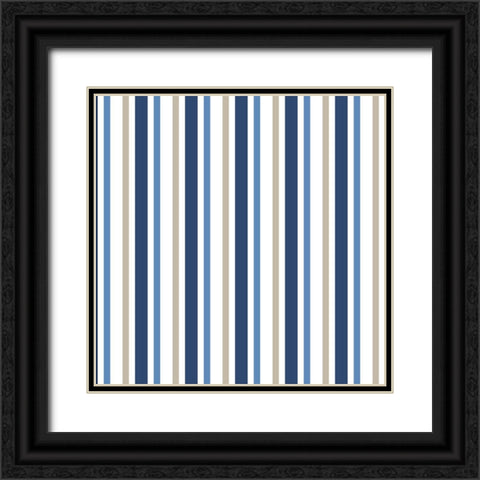 Seaside Stripes Pattern Black Ornate Wood Framed Art Print with Double Matting by Allen, Kimberly