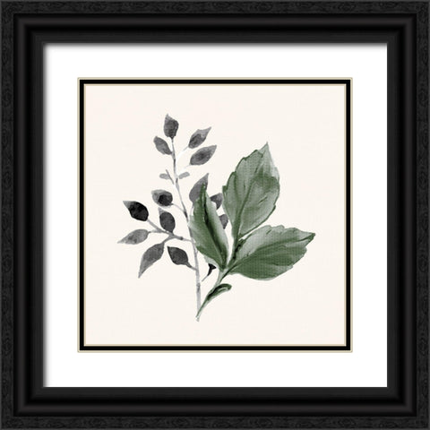 Painted Leaves 1 Black Ornate Wood Framed Art Print with Double Matting by Allen, Kimberly