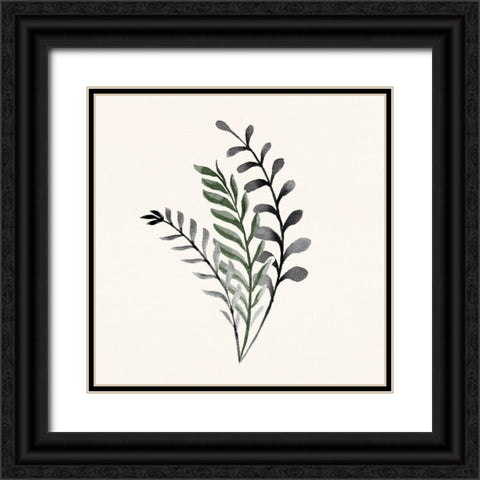 Painted Leaves 2 Black Ornate Wood Framed Art Print with Double Matting by Allen, Kimberly