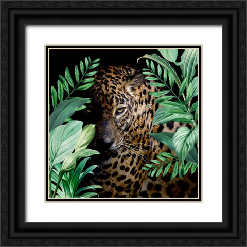 Jungle Leopard Black Ornate Wood Framed Art Print with Double Matting by Allen, Kimberly