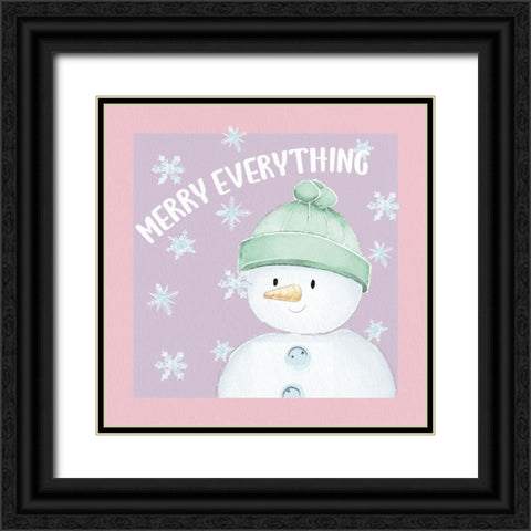 Merry Everything Snowman Black Ornate Wood Framed Art Print with Double Matting by Allen, Kimberly