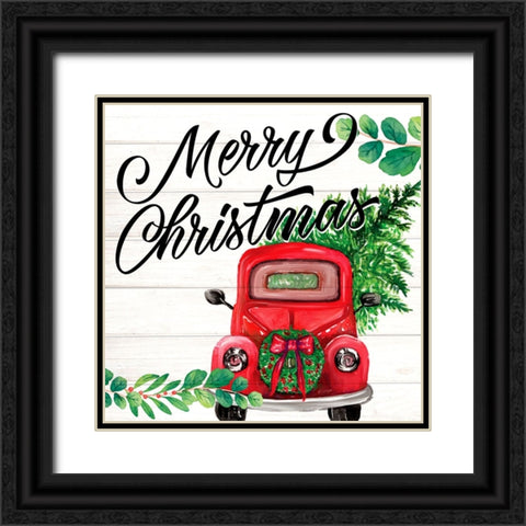 Red Christmas Black Ornate Wood Framed Art Print with Double Matting by Allen, Kimberly