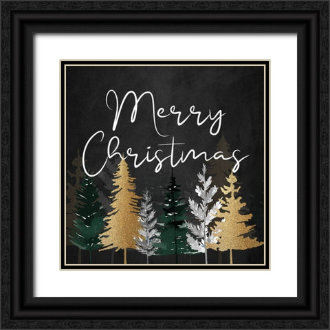 Merry Christmas Pines Black Ornate Wood Framed Art Print with Double Matting by Allen, Kimberly