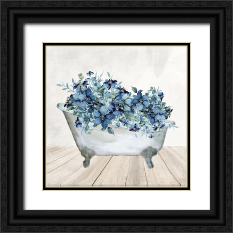 Blue Bath 1 Black Ornate Wood Framed Art Print with Double Matting by Allen, Kimberly