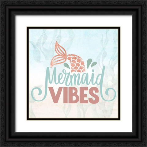 Mermaid Vibes Black Ornate Wood Framed Art Print with Double Matting by Allen, Kimberly