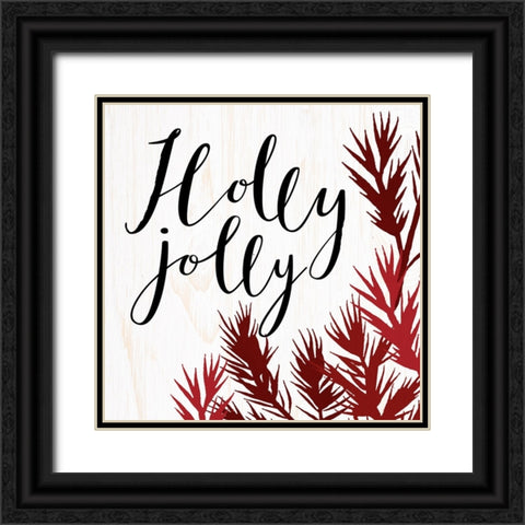 Holly Jolly Black Ornate Wood Framed Art Print with Double Matting by Allen, Kimberly