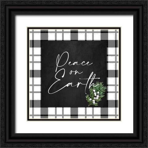 Peace On Earth Plaid Black Ornate Wood Framed Art Print with Double Matting by Allen, Kimberly