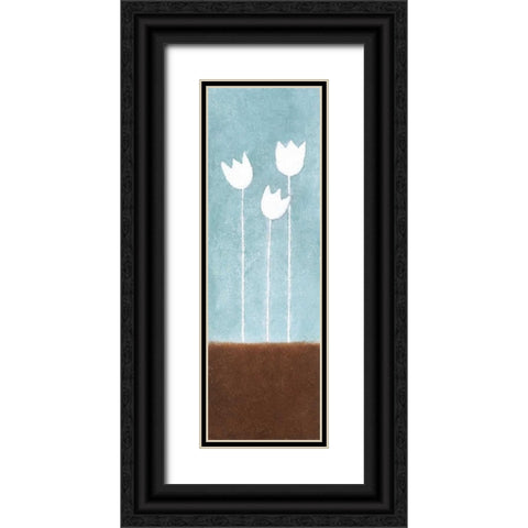 3 Tulips Black Ornate Wood Framed Art Print with Double Matting by Emery, Kristin