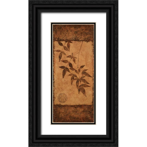 Vertical Leaves I Black Ornate Wood Framed Art Print with Double Matting by Emery, Kristin
