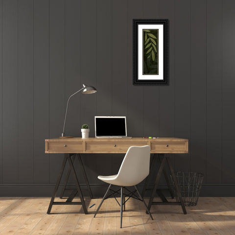 Dark Green Leaves Black Ornate Wood Framed Art Print with Double Matting by Emery, Kristin