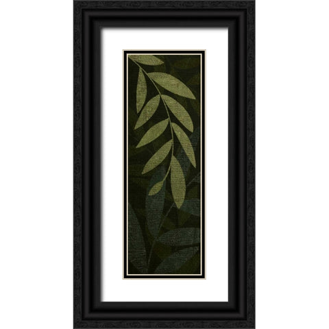 Dark Green Leaves Black Ornate Wood Framed Art Print with Double Matting by Emery, Kristin