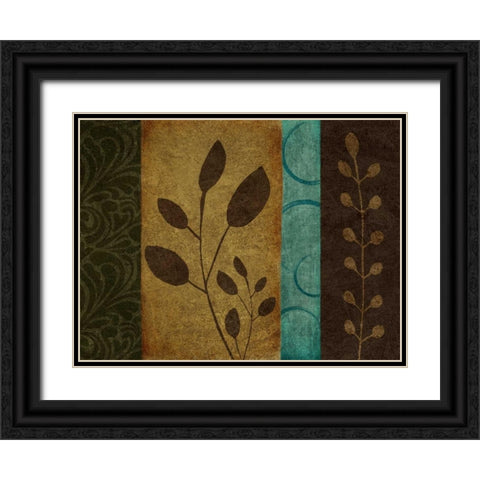 Pressed Leaves I Black Ornate Wood Framed Art Print with Double Matting by Emery, Kristin