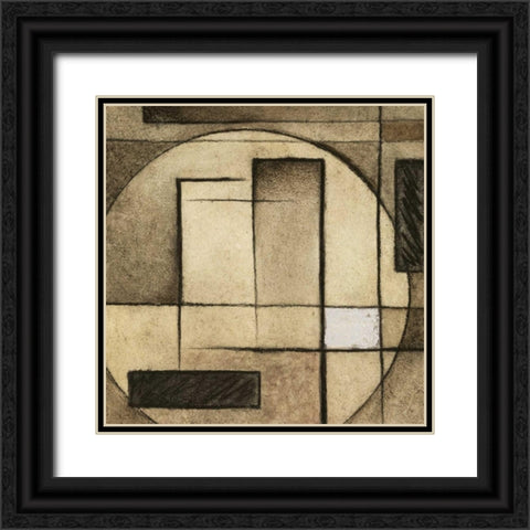 Brown Circle Box I Black Ornate Wood Framed Art Print with Double Matting by Emery, Kristin