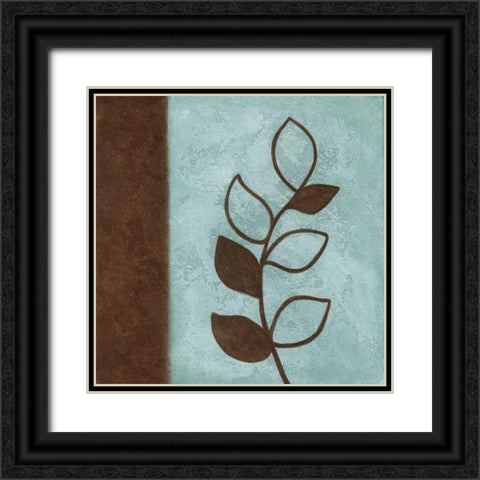Brown Leaves Square - Left Black Ornate Wood Framed Art Print with Double Matting by Emery, Kristin