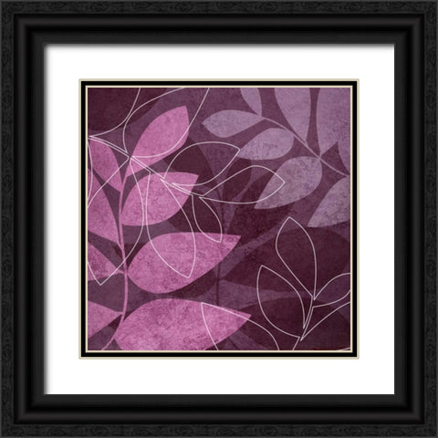 Purple Leaves I Black Ornate Wood Framed Art Print with Double Matting by Emery, Kristin