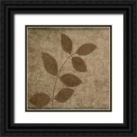 Vintage Leaves III Black Ornate Wood Framed Art Print with Double Matting by Emery, Kristin