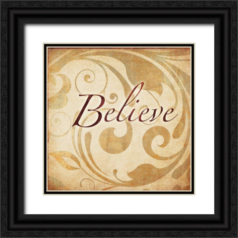 Red Gold Believe 2 Black Ornate Wood Framed Art Print with Double Matting by Emery, Kristin