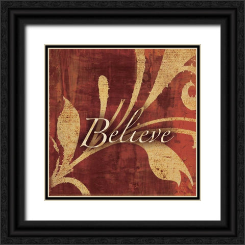 Red Gold Believe Black Ornate Wood Framed Art Print with Double Matting by Emery, Kristin