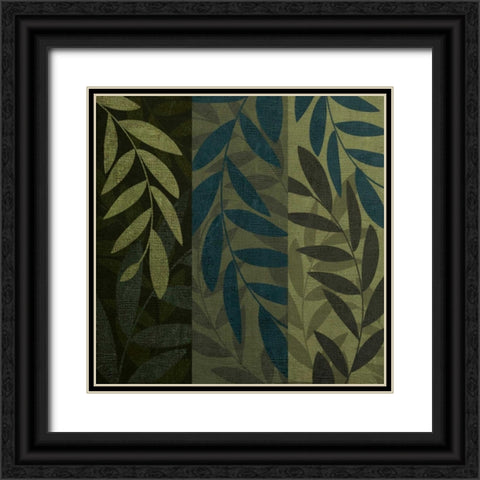 Green and Blue 3 Panel I Black Ornate Wood Framed Art Print with Double Matting by Emery, Kristin