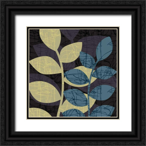 Scribble Leaves I Black Ornate Wood Framed Art Print with Double Matting by Emery, Kristin