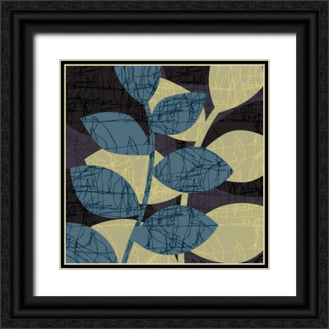 Scribble Leaves II Black Ornate Wood Framed Art Print with Double Matting by Emery, Kristin