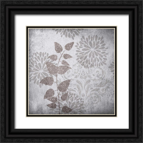 Warm Gray Flowers I Black Ornate Wood Framed Art Print with Double Matting by Emery, Kristin