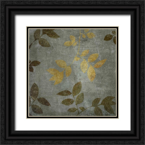 Gold and Brown Leaves I Black Ornate Wood Framed Art Print with Double Matting by Emery, Kristin