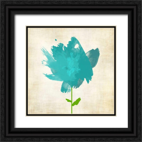 Brush Stroke Flowers Blue I Black Ornate Wood Framed Art Print with Double Matting by Emery, Kristin