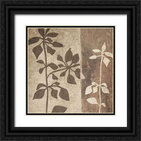 Neutral Leaves I Black Ornate Wood Framed Art Print with Double Matting by Emery, Kristin