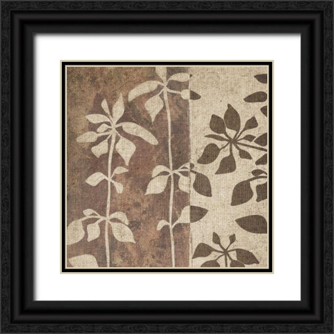 Neutral Leaves II Black Ornate Wood Framed Art Print with Double Matting by Emery, Kristin