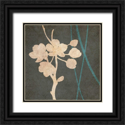 Blue and Gray Flowers II Black Ornate Wood Framed Art Print with Double Matting by Emery, Kristin