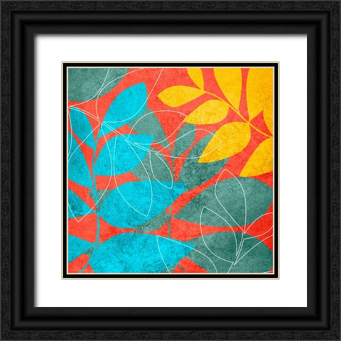 Tango Leaves 1 Black Ornate Wood Framed Art Print with Double Matting by Emery, Kristin