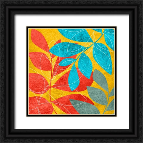 Tango Leaves 2 Black Ornate Wood Framed Art Print with Double Matting by Emery, Kristin