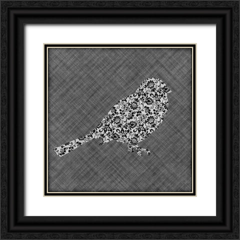Brocade Bird II Black Ornate Wood Framed Art Print with Double Matting by Emery, Kristin
