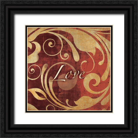Red and Gold Love Black Ornate Wood Framed Art Print with Double Matting by Emery, Kristin