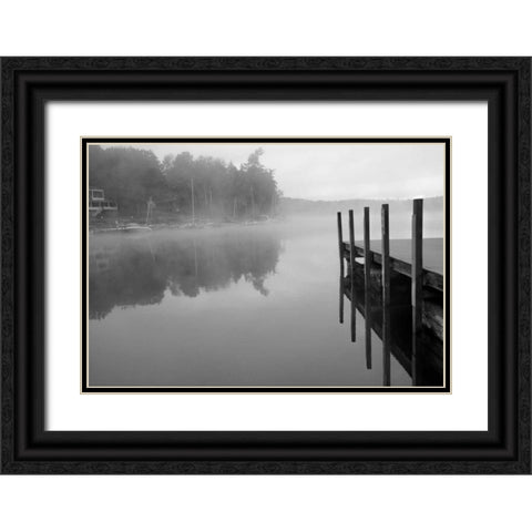 Stillness BW Black Ornate Wood Framed Art Print with Double Matting by Grey, Jace