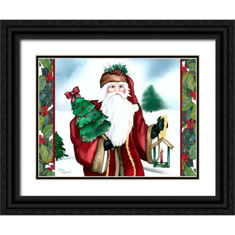 Father Christmas Black Ornate Wood Framed Art Print with Double Matting by Korsgaden, Laurie