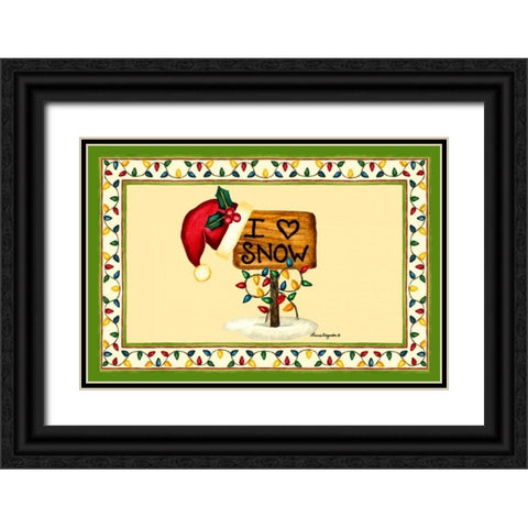 I love Snow Black Ornate Wood Framed Art Print with Double Matting by Korsgaden, Laurie