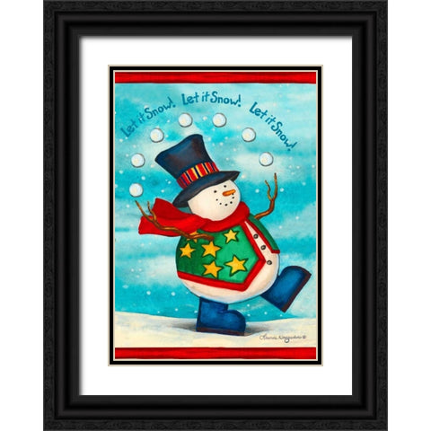 Let It Snow-ball Black Ornate Wood Framed Art Print with Double Matting by Korsgaden, Laurie