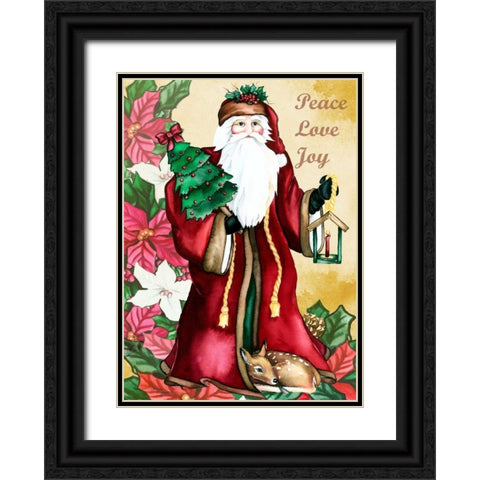 Peace Love Joy Black Ornate Wood Framed Art Print with Double Matting by Korsgaden, Laurie