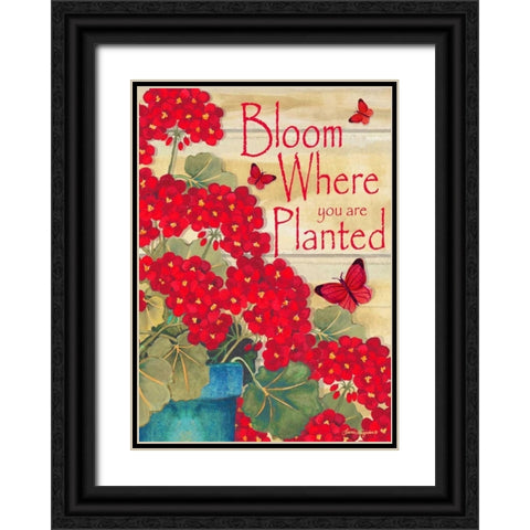 Bloom Where You Are Planted Black Ornate Wood Framed Art Print with Double Matting by Korsgaden, Laurie