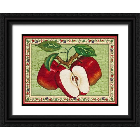 Apples Black Ornate Wood Framed Art Print with Double Matting by Korsgaden, Laurie