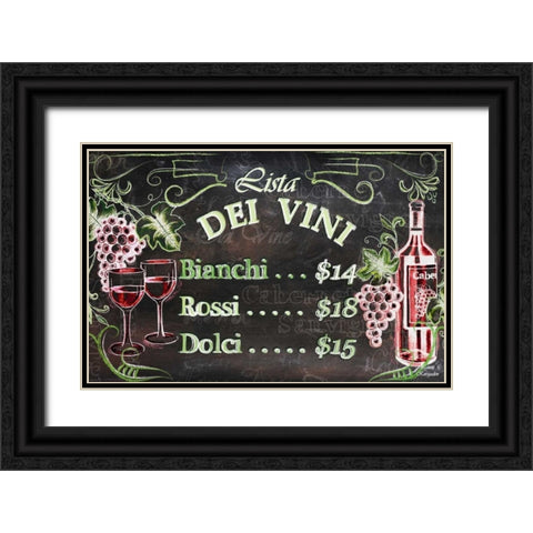 Vino and Grapes Chalkboard Menu Black Ornate Wood Framed Art Print with Double Matting by Korsgaden, Laurie