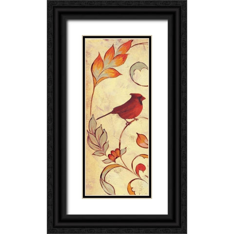 Bird Vine Panel 1 Black Ornate Wood Framed Art Print with Double Matting by Rossi, Lorraine
