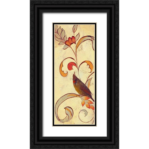Bird Vine Panel 2 Black Ornate Wood Framed Art Print with Double Matting by Rossi, Lorraine