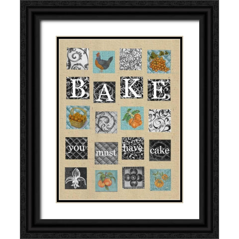 Bake Tiles Black Ornate Wood Framed Art Print with Double Matting by Rossi, Lorraine