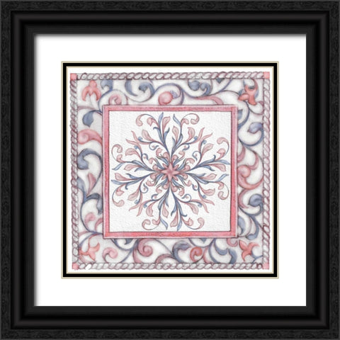 Florentine Rose Quartz and Serenity 1 Black Ornate Wood Framed Art Print with Double Matting by Rossi, Lorraine