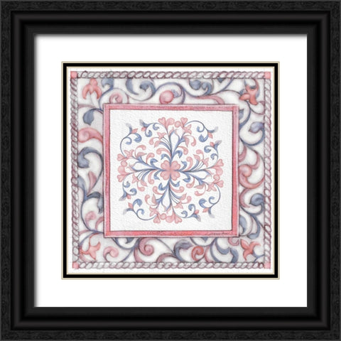 Florentine Rose Quartz and Serenity 3 Black Ornate Wood Framed Art Print with Double Matting by Rossi, Lorraine